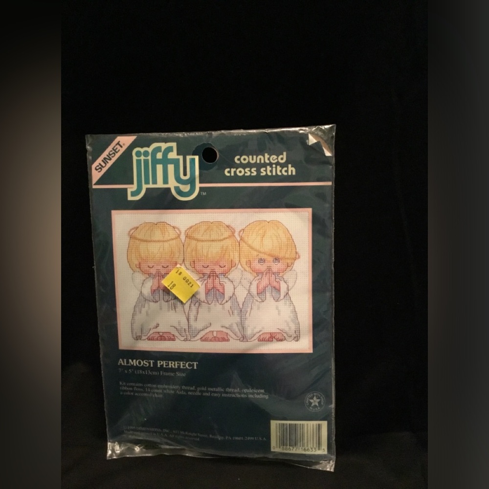 Vintage Jiffy Counted Cross Stitch 'Almost Perfect' Angels - Blue